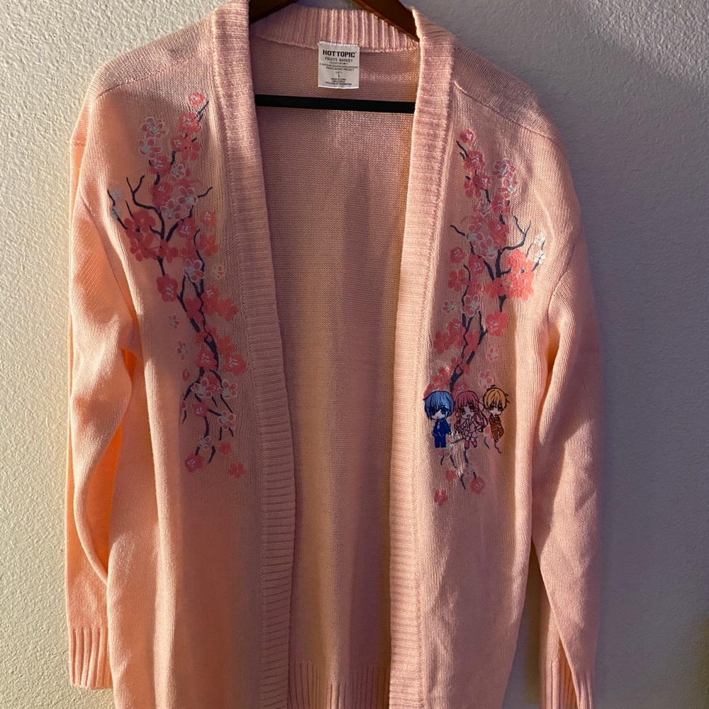 Pretty Pink Fruit Basket Cardigan